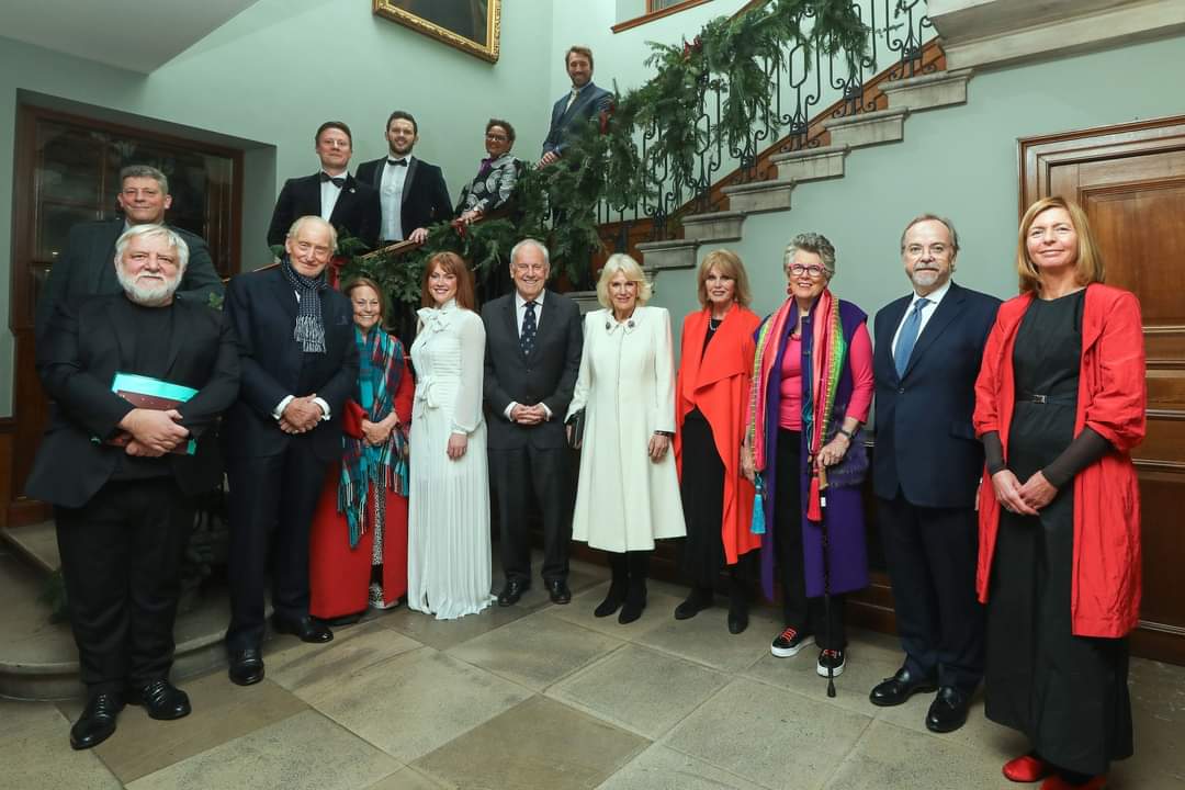 Queen Camilla with celebrity readers backstage at St Paul's